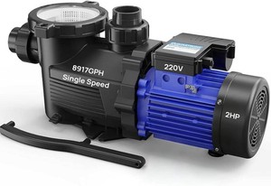 $258 Aquastrong 2HP InAbove Ground Pool Pump, Single Speed, 220V, 8917GPH, High Flow, Powerful Self Primming Swimming Pool Pumps with Filter