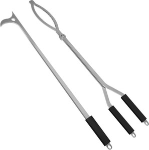 40 Fire Tongs Fire Pit Tongs Set, Stainless Steel Fireplace Tongs  Log Grabber Suitable for Outdoor Fireset Fire Pit Bonfire Camp Fire Backyard Deck Indoor Fireplace Tools