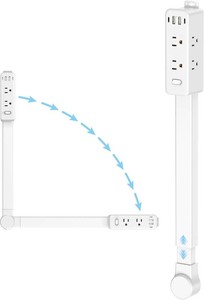 Olcorife Outlet Extender Stick, Power Strip with 6 Outlets & 4 USB Ports, Extends 22-34, Rotates 180 (90  per Side), Home Dorm Essential for Nightstand, Couch and Desk