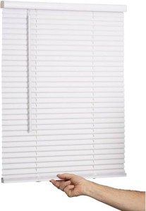 LOTUS & WINDOWARE Cordless Mini Blind, 1 Vinyl Slats, 19 Wide x 48 Long - White, Window Blinds for Home and Office, Interior Door Blinds - Light Filtering