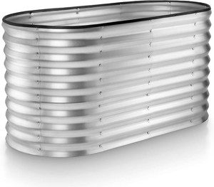 Plant & Plot Galvanized Raised Garden Beds Outdoor  4 2 2 ft Planter Raised Beds for Gardening, Vegetables, Flowers  Large Metal Garden Box (Silver)  Patented Tool-Free Design