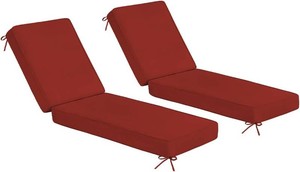 $190 Chaise Lounge Olefin Cushion Set of 2, Patio Pad Red 72x21x4