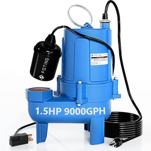 $199 FOTING 1.5HP 9000GPH Sump Pump Submersible SewageEffluent Pump  Heavy Duty Cast Iron AutomaticManual, 2 NPT Discharge Septic Pump for Sump BasinResidentialSewageBasement, Blue