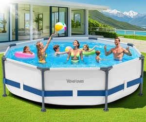 $160 Above Ground Pool,10ft x 30in Frame Deep Swimming Pool,Round Family Pool,Large Above Ground Pool Easy Set,1200 Gallon Pool,Outdoor Backyard Pool for Kids,Adults-Deep Blue,Pump Not Included