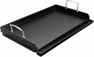 Griddle for Gas Grill Flat Top Grill Griddles Plate 25 x 16 Inch Cast Iron  Griddle Top for Gas Grill Cast Iron Griddle for stove top Nonstick Griddle insert with raised edges,outdoor grill