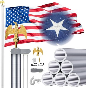 $119 Heavy Duty Flag Pole 25 FT Flag Poles for Outside House,12 Gauge Extra Thick Aluminum Flagpole for 3x5 Flags Outdoor, American Flags for Outside with Pole Kit for Residential or Commercial