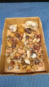 Flat of agates and other rocks