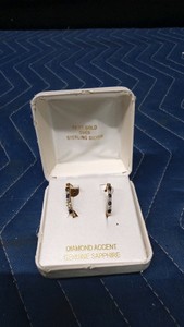 sterling silver diamond accent sapphire earrings
