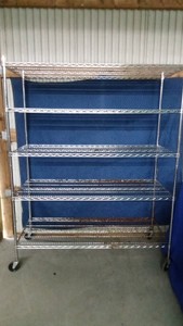 5 Tier NSF metal shelf on wheels