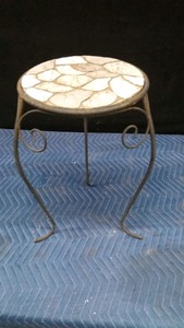 Metal patio tableplant stand with cemented inlay top