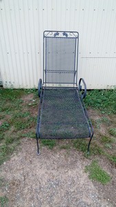 Metal adjustable patio lounge chair on wheels