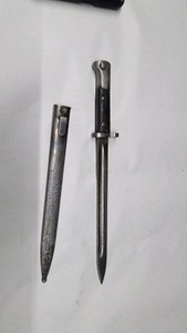 Czechoslavak State Armory Military bayonet designed to be mounted to a Mauser rifle with metal sheath