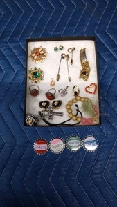Small flat of vintage jewelry including 925 sterling silver