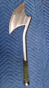 Fantasy Battle Axe Steel Curved Crescent Blade with Wrapped Grip