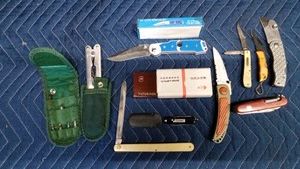 Frost cutlery knife, Swiss Army, and various other multi-tool and blades