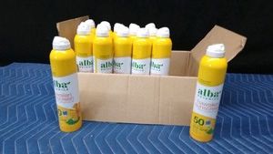 16 full cans of Hawaiian sunscreen 50 spf coconut clear spray