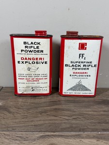 2 - Vintage Metal Black Powder Cans