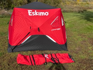 Eskimo FatFish 949i Insulated Ice Fishing Shelter, a popular pop-up hub-style tent designed for cold-weather angling