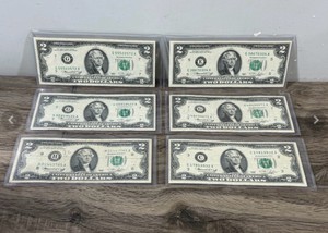 6 - 1976 Series 2 Dollar Bills in Protective Sleeves