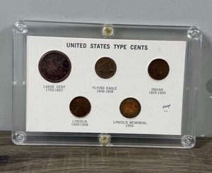 United States Type Cents collection beautifully housed in a premium white acrylic screw-together Capital Plastics Coin