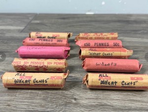 Lot of 10 Rolls of Wheat Pennies