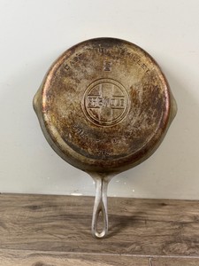 Vintage Griswold No. 8 cast iron skillet with a plated-finish exterior (often referred to by Griswold as Du-Chro-Ware or dual-chromenickel plating)