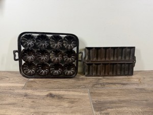 Vintage Cast Iron Muffin Pan and a French Roll Pan