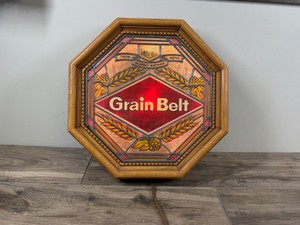 Vintage Grain Belt Beer Octagon Lighted Style Sign