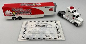 EST. $250.00- $600.00 Very RARE Prototype Of Actual Production Run Of 1996 Gatornationals 164th Scale Die Cast Hauler With COA