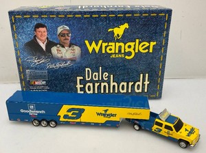 Action Brand Limited Edition 1 Of 3,504 164 Die Cast Dale Earnhardt GoodwrenchWrangler Jeans Chevy Dually Trailer