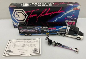 Collectible 1999 Racing Champions 164th Scale Die Cast Limited Edition 1 Of 2,500 (Tony Schumacher) Matco Tools Racing Transporter And Car