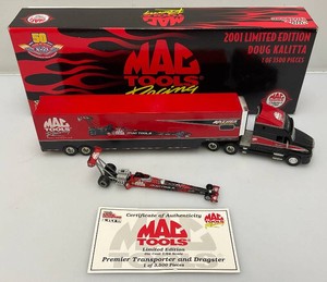 Collectible 2001 Racing Champions 164th Scale Die Cast (Doug Kalitta) Mac Tools Racing Transporter And Dragster & COA