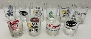 Misc. Collectible Beer Glasses Including HAMMS Gold Rim And More