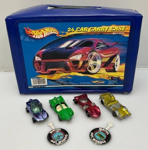 24 Car Carrying Case With Some Redline Hotwheels And More