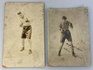Two Antique Boxing Photos One Autographed