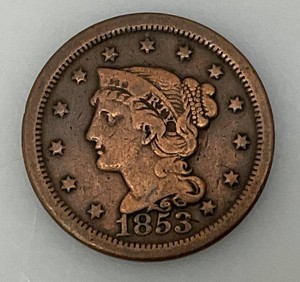 1853 Braided Hair Large Cent In Great Condition
