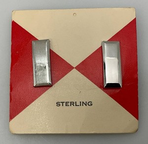 STERLING SILVER US Army Insignia Bars On Original Card (12.43 Grams Overall)