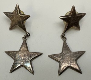 Vintage STERLING SILVER Star Earrings 8.37 Grams