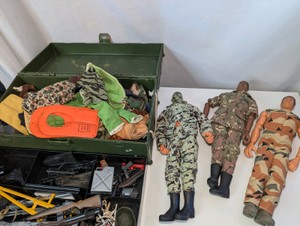 Vintage 90s G.I. Joe action figures with Footlocker full of vintage 60s 70s Gear and Accessories