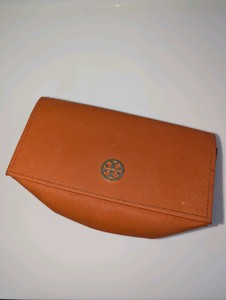 Orange Saffiano leather Tory Burch sunglasses and eyeglasses case