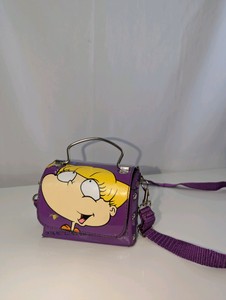 1998 Viacom Rugrats purple vinyl Holiday Fair crossbody purse, Angelica Pickles