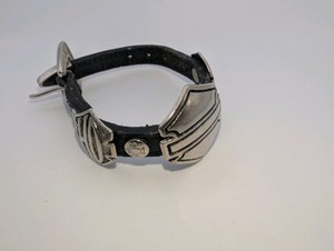 Vintage Harley-Davidson black leather cuff bracelet