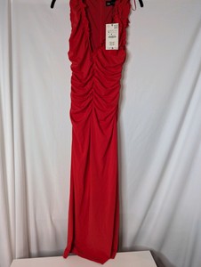 Zara Red Ruched Sleeveless Midi Dress, size Medium NWT