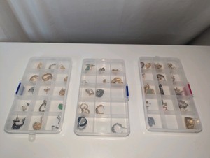 (3) containers of vintage earrings, mismatch and pairs