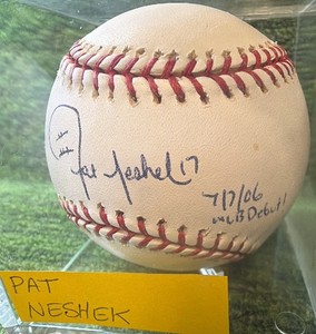 Pat Neshek Sweet Spot Inscribed DEBUT Autographed Official ML Baseball- Minnesota Twins 7706 MLB DEBUT