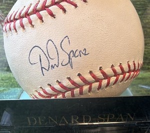 Denard Span Autographed Sweet Spot Official Major League Baseball with Name Plate in Display Box- Minnesota Twins
