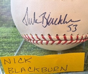 Nick Blackburn #53 Autographed Sweet Spot Official Major League Rawlings Baseball in Display Case- Minnesota Twins Pitcher