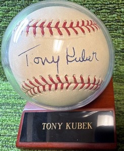 New York Yankees Tony Kubek Autographed Sweet Spot Official Major League Baseball in Display Case & Name Plate