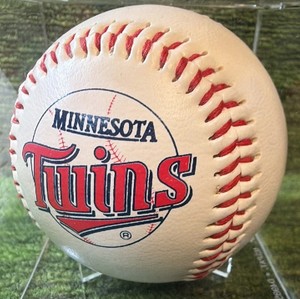 Minnesota Twins Logo Baseball & 125th Anniversary MLB Logo in Display Case