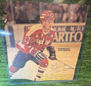 Dave Christian Autographed Magazine Page , U.S. Hockeys Family- Capitals NHL